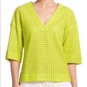 THEORY | EUC YELLOW NOLANI VNECK EYELET TOP